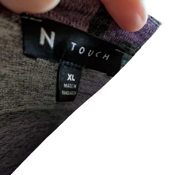 N Touch Purple Patchwork Pattern Tunic Knit Top Size XL - Picture 10 of 10